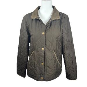 VTG Chaps Chore coat Barn Jacket Womens Sz M Chocolate Brown Corduroy‎ Quilted